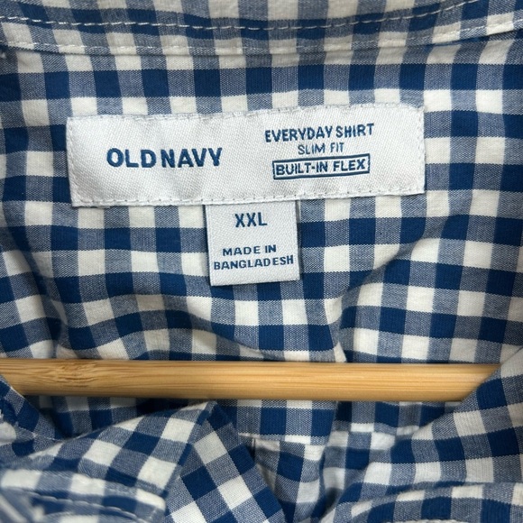 Old Navy Blue and White Casual Gingham Shirt. Size XXL - Picture 3 of 7
